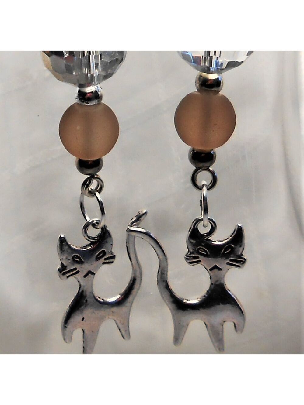 No. 428 - Handmade earrings with Tibetan silver cat charms